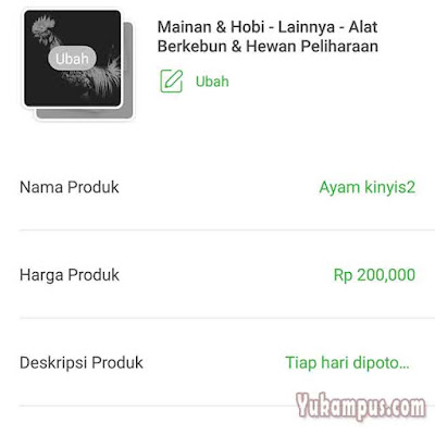 mengganti informasi produk tokopedia