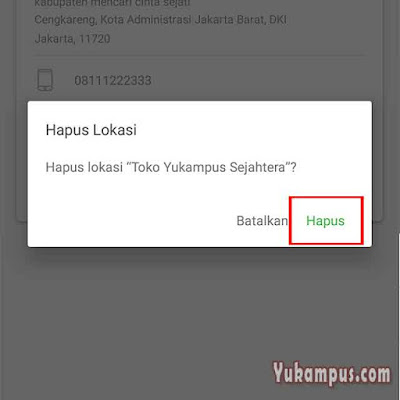 menghapus lokasi toko tokopedia