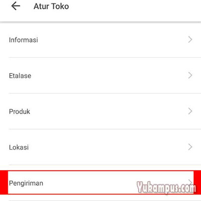pengaturan metode pengiriman tokopedia