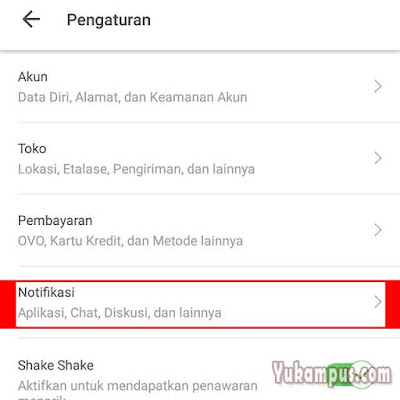 pengaturan notifikasi tokopedia